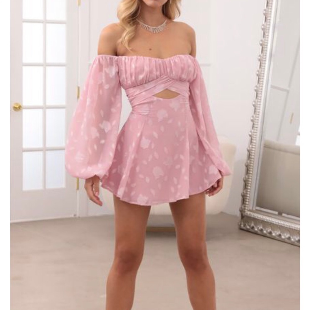 Off the shoulder pink floral dress